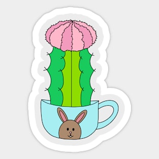 Cute Cactus Design #188: Hybrid Cactus In Cute Bunny Mug Sticker